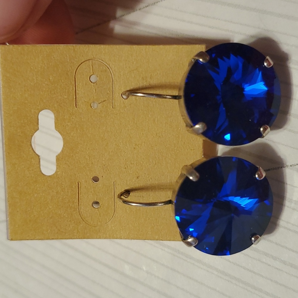 Handmade Cobalt blue Swarovski drop earrings